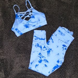 EPS Blue Tye Dye Cross Yoga Set